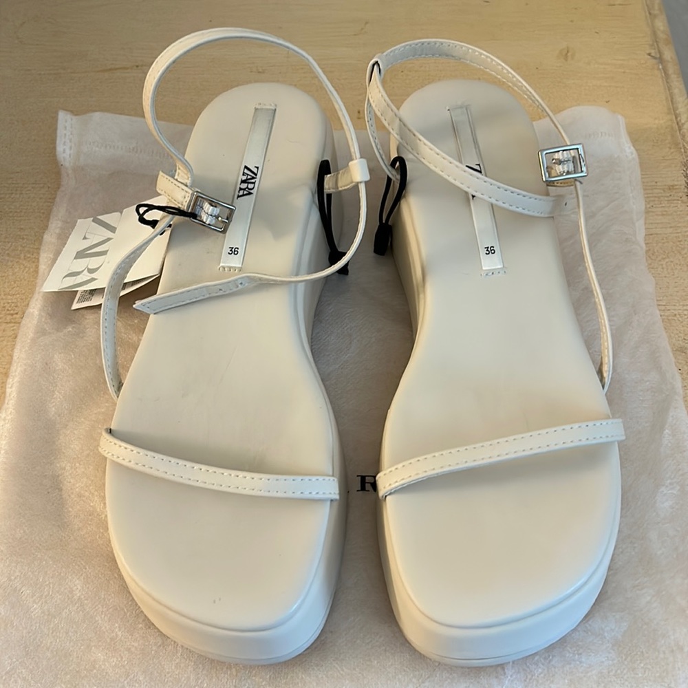Zara White Strappy Sandals